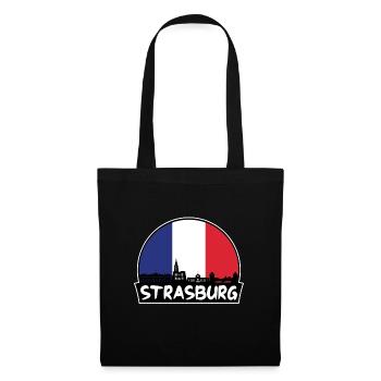 Strasbourg France Flag Skyline Silhouette Voyage - Sac en tissu - noir - Devant