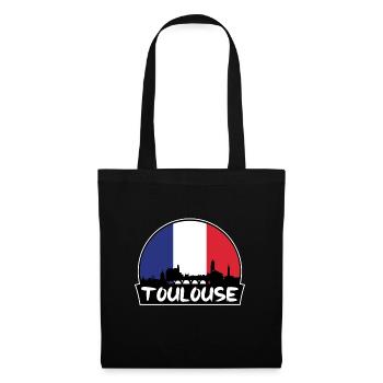 Toulouse France Flag Skyline Silhouette Voyage - Sac en tissu - noir - Devant