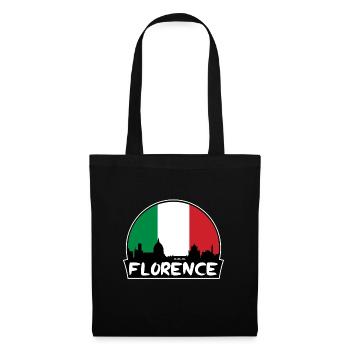 Florenz Italien Flagge Skyline Silhouette Reisen - Stoffbeutel - Schwarz - Vorne