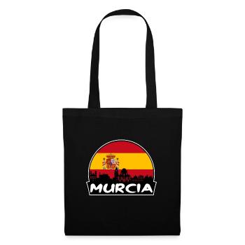 Murcia Spanien Flagge Skyline Silhouette Reisen - Stoffbeutel - Schwarz - Vorne