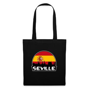 Séville Espagne Flag Skyline Silhouette Voyage - Sac en tissu - noir - Devant