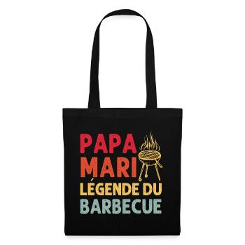 Papa mari légende du barbecue cadeau fête des père - Sac en tissu - noir - Devant