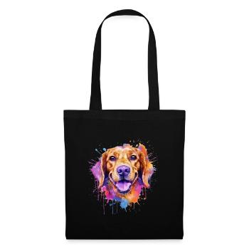 Ein farbenfroher Hund im Watercolor Style - Stoffbeutel - Schwarz - Vorne