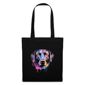 Ein farbenfroher Labrador im Watercolor Style - Stoffbeutel - Schwarz - Vorne