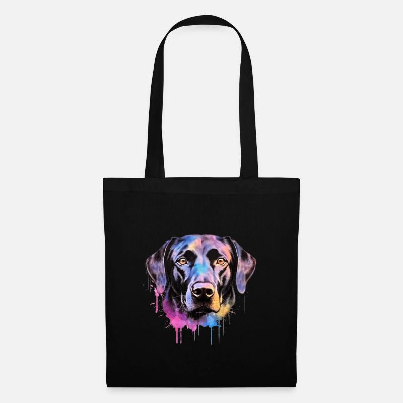 Ein farbenfroher Labrador im Watercolor Style - Stoffbeutel - Schwarz