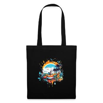 Sommerliches Design - Stoffbeutel - Schwarz - Vorne