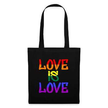 Love is Love, Pride, CSD, LGBTQ - Stoffbeutel - Schwarz - Vorne