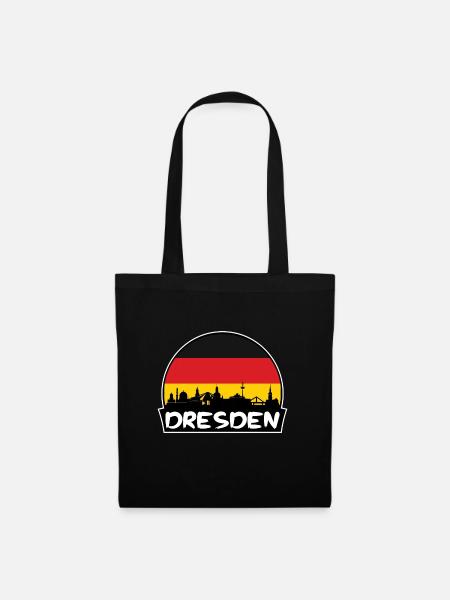 Dresden Deutschland Flagge Skyline Silhouette Reisen - Stoffbeutel - Schwarz