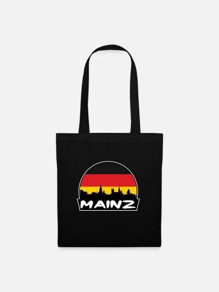 Mainz Deutschland Flagge Skyline Silhouette Reisen - Stoffbeutel - Schwarz