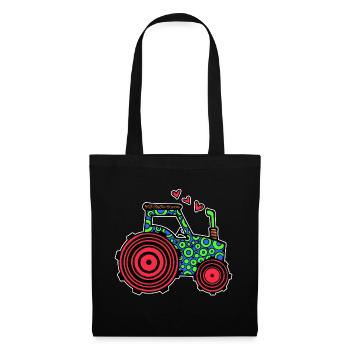 Tractor Heart Commercial Vehicle Country Life Farmer Field - Tote Bag - black - Front