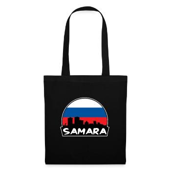 Samara Russie Flag Skyline Silhouette Voyage - Sac en tissu - noir - Devant