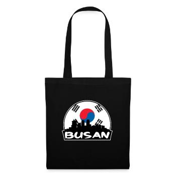 Busan, Corée du Sud, drapeau, Skyline, silhouette, voyage - Sac en tissu - noir - Devant