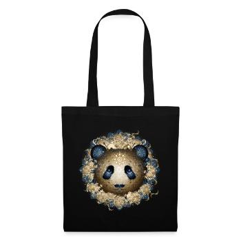Beautiful panda bear head in gold and blue tones - Tote Bag - black - Front