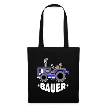 Traktor Bauer Feld Biobauer Fahrzeug Spruch - Stoffbeutel - Schwarz - Vorne
