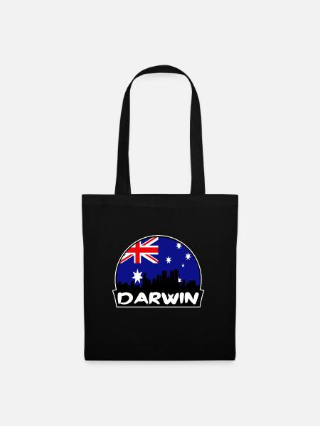 Darwin Australien Flagge Skyline Silhouette Reisen - Stoffbeutel - Schwarz