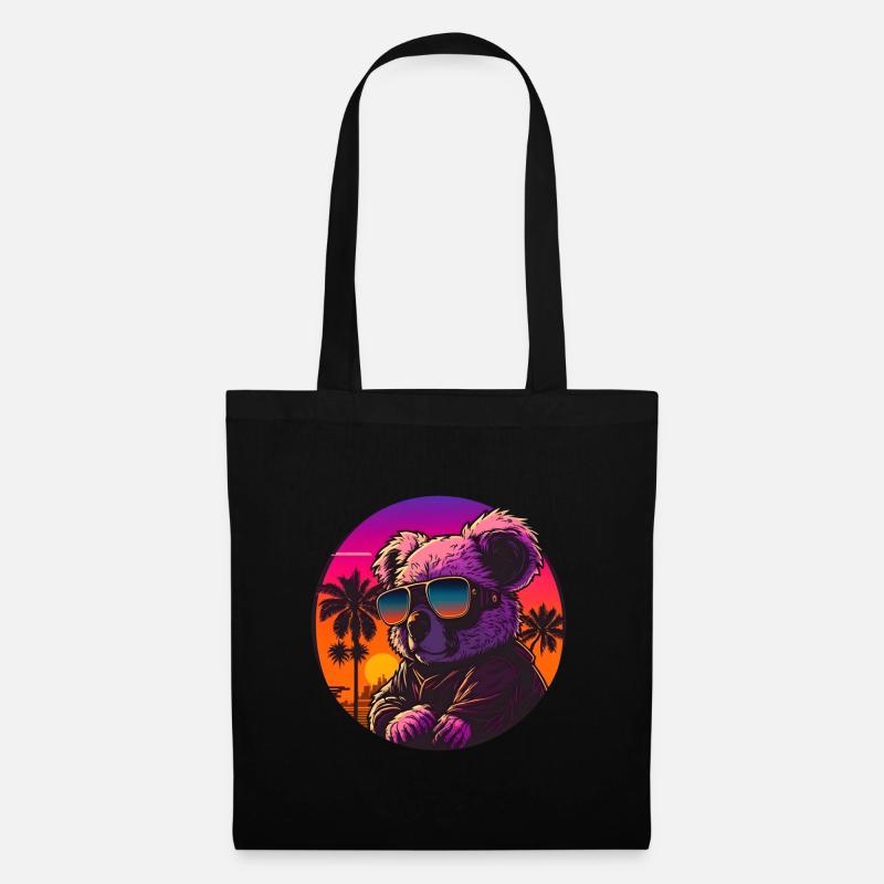 Synthwave Koala Sunset - Sac en tissu - noir