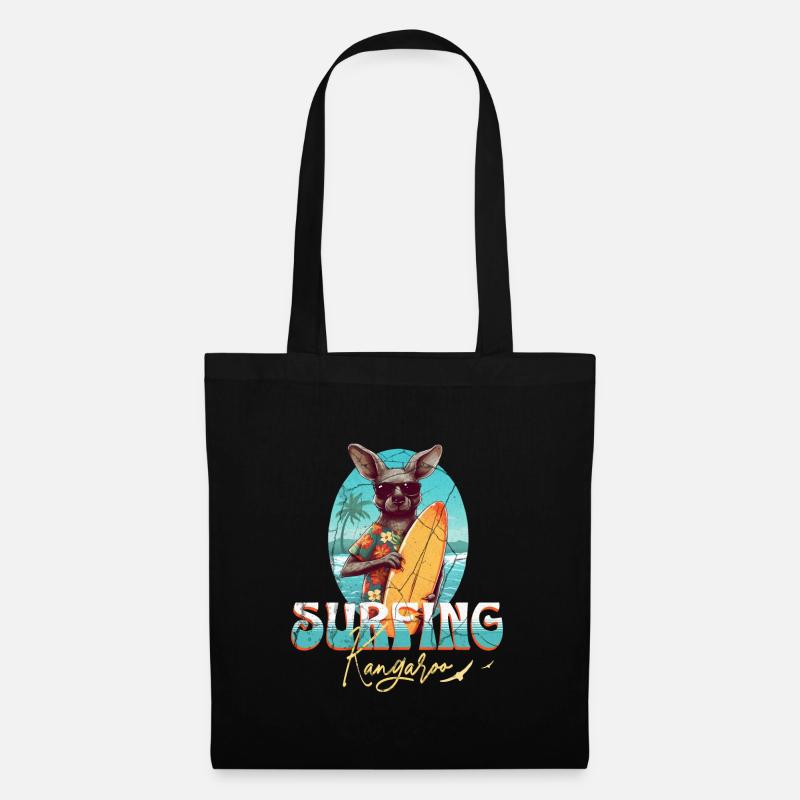 Surfing Kangaroo - Stoffbeutel - Schwarz