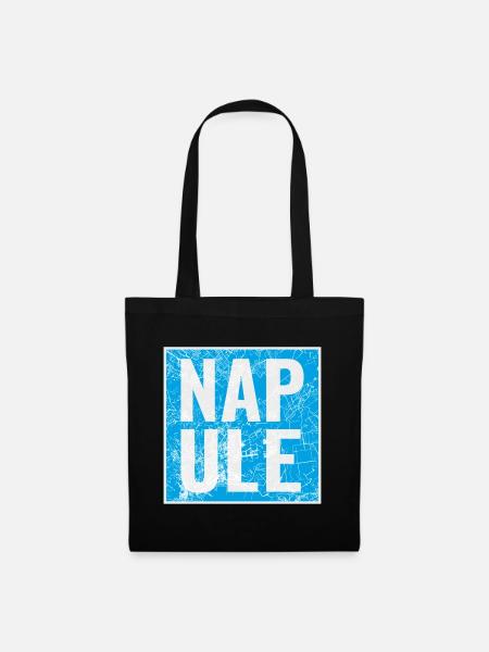 Napule Karten Typo Blau - Stoffbeutel - Schwarz