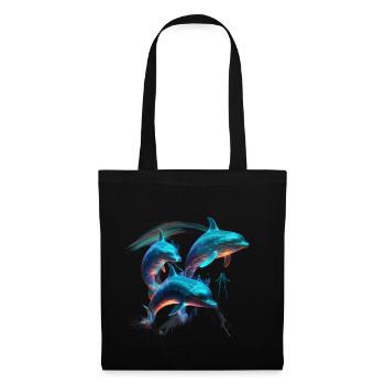 Blue watercolor dolphin and a diver - Tote Bag - black - Front