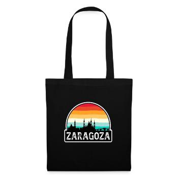 Zaragoza Spanien Flagge Skyline Reise-Souvenir - Stoffbeutel - Schwarz - Vorne