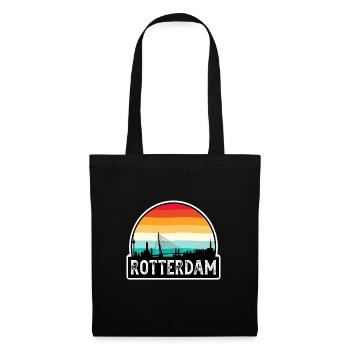 Rotterdam Pays-Bas Flag Skyline Souvenir de voyage - Sac en tissu - noir - Devant