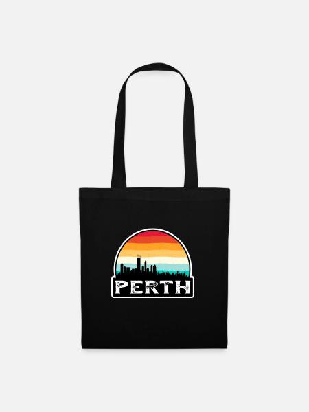 Perth Australia Flag Skyline Souvenir de voyage - Sac en tissu - noir