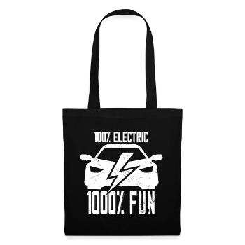 100% électrique 1000% Fun - pour les fans de voitures électriques - Sac en tissu - noir - Devant