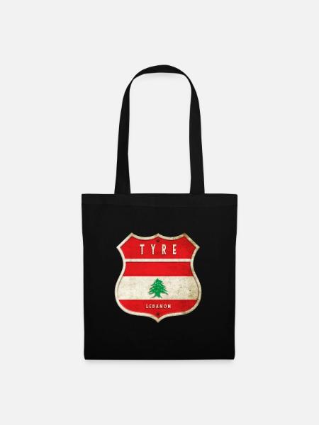 Tyre Libanon Wappen Flaggen Design - Stoffbeutel - Schwarz
