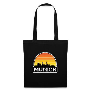 München Deutschland Flagge Skyline Reisesouvenir - Stoffbeutel - Schwarz - Vorne