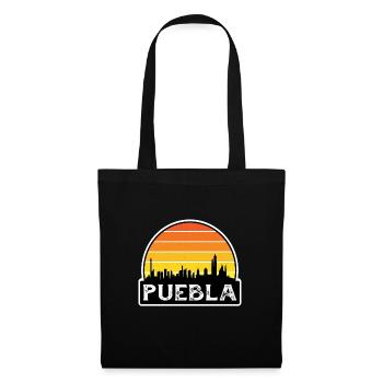 Puebla Mexico Flag Skyline Souvenir de voyage - Sac en tissu - noir - Devant