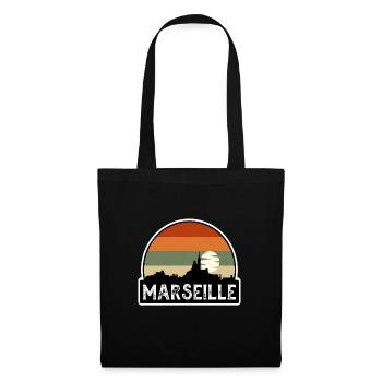 Marseille France Flag Skyline Travel Souvenir - Tote Bag - black - Front