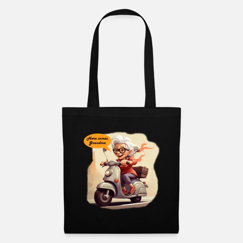 Cool granny rides scooter - Tote Bag - black