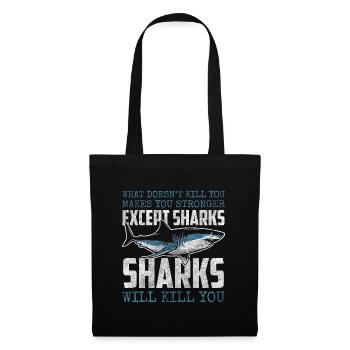Dents de pêcheur sous-marin de requin - Sac en tissu - noir - Devant