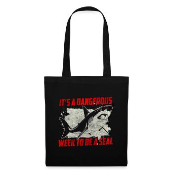 Grand requin blanc aileron dent de requin - Sac en tissu - noir - Devant