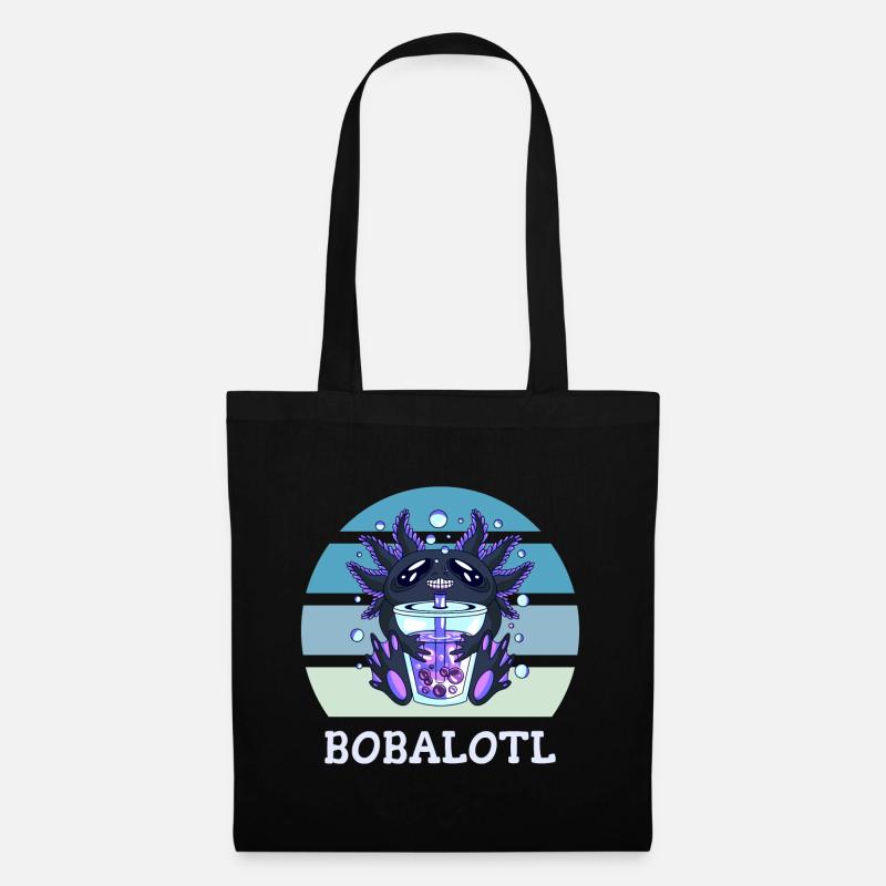 Boba Bubble Tea Axolotl Bobalotl - Stoffbeutel - Schwarz
