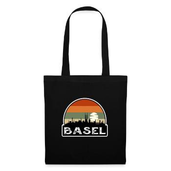 Basel Switzerland Flag Skyline Travel Souvenir - Tote Bag - black - Front
