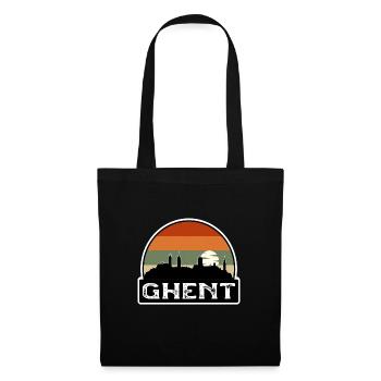 Ghent Belgium Flag Skyline Travel Souvenir - Tote Bag - black - Front