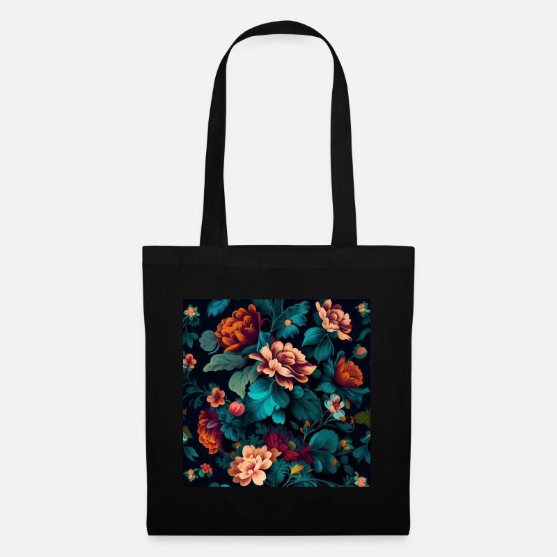 Botanicals Blumenmuster - Stoffbeutel - Schwarz