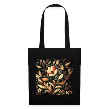 Motif floral automnal botanique - Sac en tissu - noir - Devant