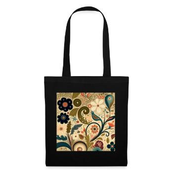Motif floral automnal botanique - Sac en tissu - noir - Devant