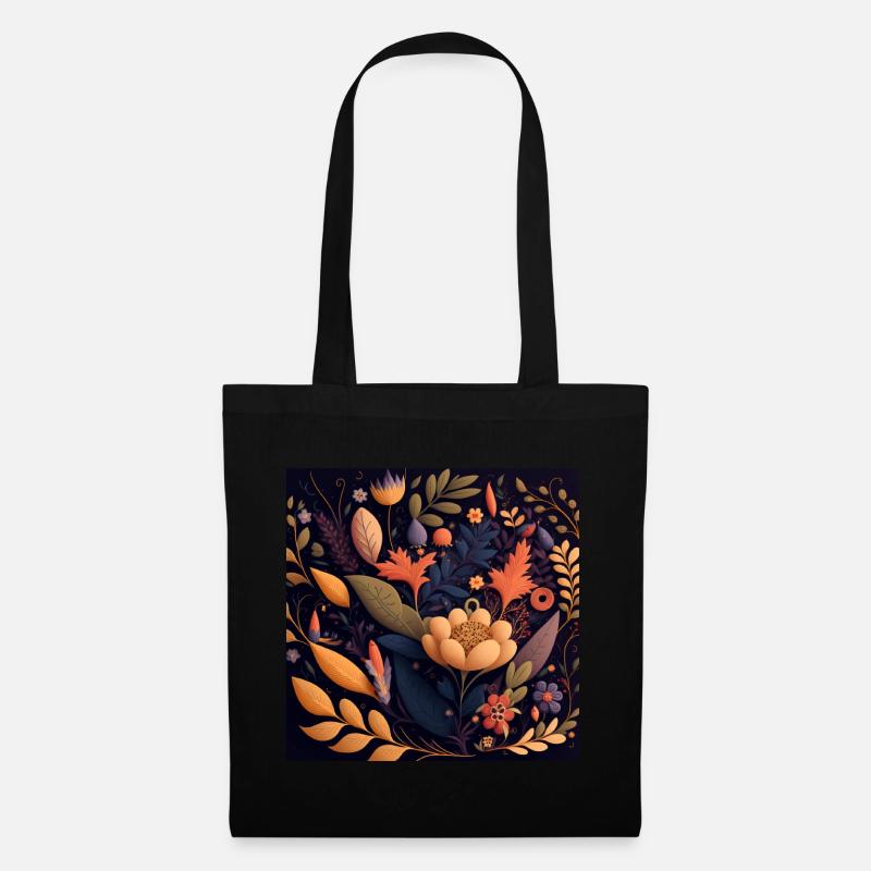 Botanicals Blumenmuster - Stoffbeutel - Schwarz