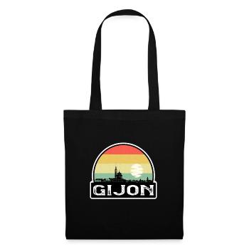 Gijon Spanien Flagge Skyline Reisesouvenir - Stoffbeutel - Schwarz - Vorne