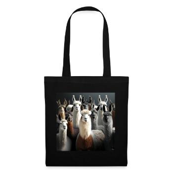 Modèle de lamas - Sac en tissu - noir - Devant