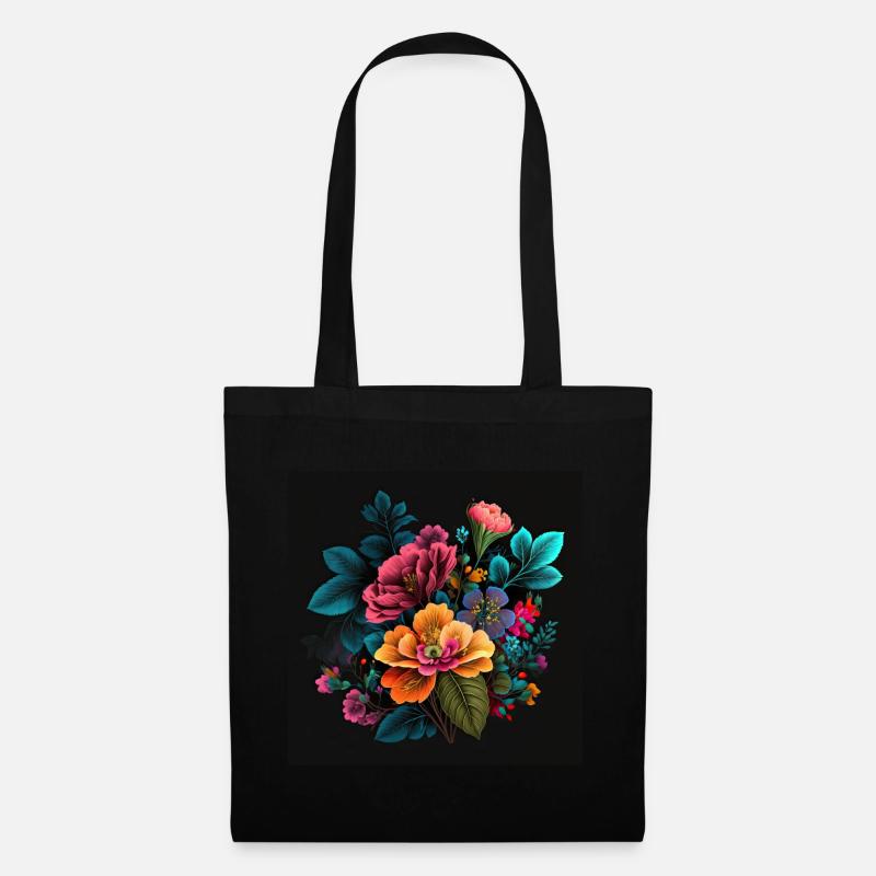 Botanicals Flower Pattern - Tote Bag - black