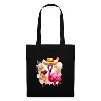 Cooler Flamingo Sonnenbrille Hut Party Alkohol - Stoffbeutel - Schwarz - Vorne