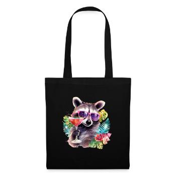 Colorful Cool Raccoon Sunglasses Party Cocktail - Tote Bag - black - Front