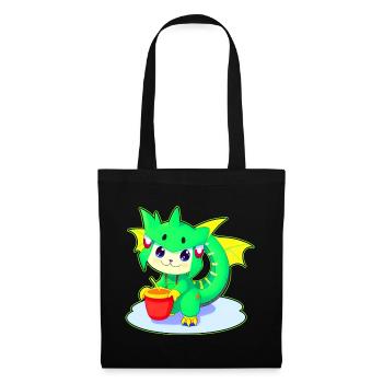 Vilain mignon vert fantaisie dragon - Sac en tissu - noir - Devant
