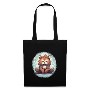 Zen Cat, Meditation Cat T-Shirt, Cat Lover T-Shirt - Tote Bag - black - Front