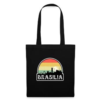 Brasilia Brazil Flag Skyline Travel Souvenir - Tote Bag - black - Front