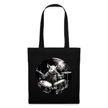 A Pig playing drums - Tote Bag - black - Front